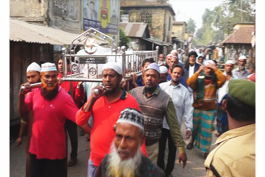 লাশ ছুঁয়ে দাবি আদায়ের শপথ পাটকল শ্রমিকদের