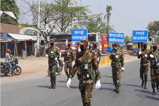 করোনা প্রতিরোধে দেশব্যাপী প্রচারণা চালাচ্ছে সেনাবাহিনী