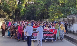 সাম্প্রদায়িক হামলার প্রতিবাদে শেকৃবি ছাত্রলীগের বিক্ষোভ