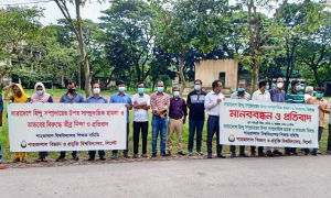 সাম্প্রদায়িক সহিংসার প্রতিবাদে শাবি শিক্ষক সমিতির মানববন্ধন