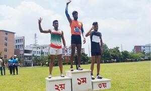 ১০০ মিটার স্প্রিন্টে চ্যাম্পিয়ন যবিপ্রবির রায়হান