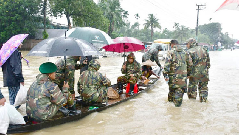 বন্যা ও ভূমিধস মোকাবিলায় চট্টগ্রাম-বান্দরবানে সেনা মোতায়েন