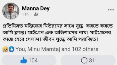 মাইগ্রেনের কাছে হেরে গেলাম— চবির সাবেক ছাত্র মান্নার শেষ স্ট্যাটাস