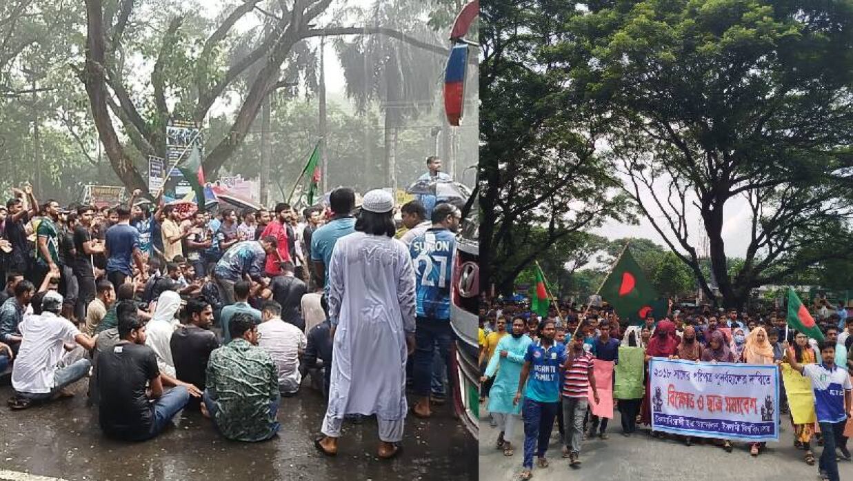 বৃষ্টি উপেক্ষা করে মহাসড়ক অবরোধ ইবি শিক্ষার্থীদের 