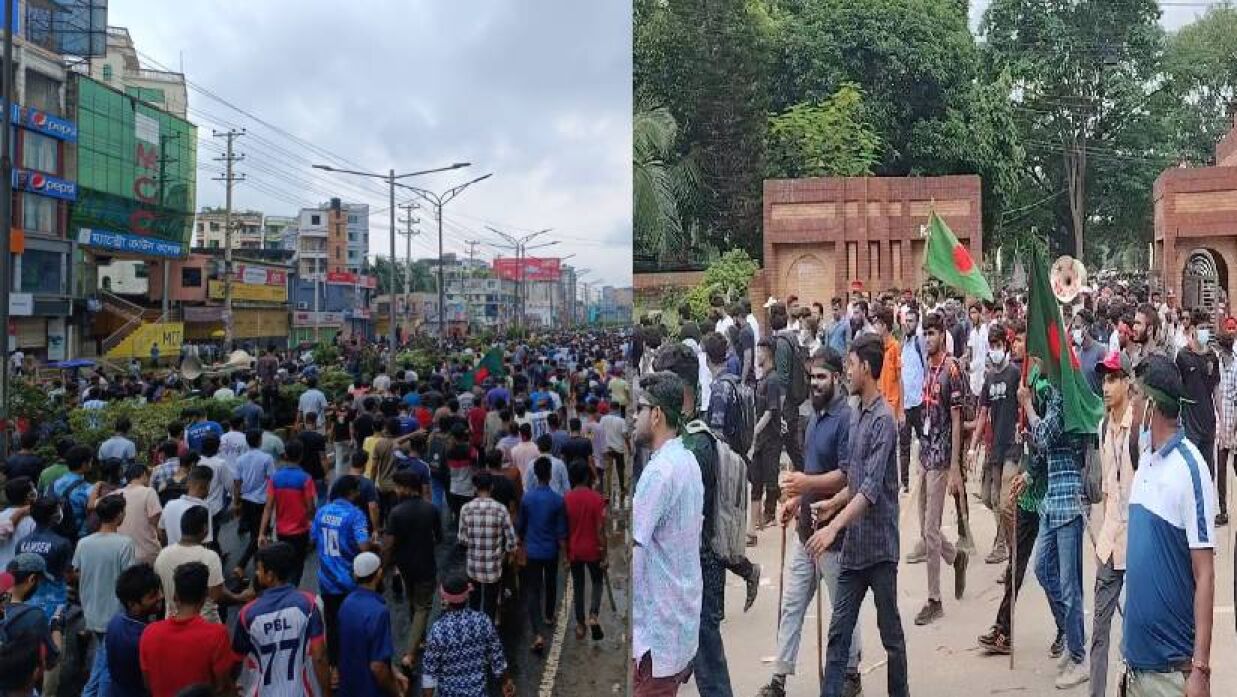 জাবি থেকে ‘মার্চ টু ঢাকা’ কর্মসূচিতে অংশ নিতে সহস্রাধিক ছাত্র-জনতার ঢল