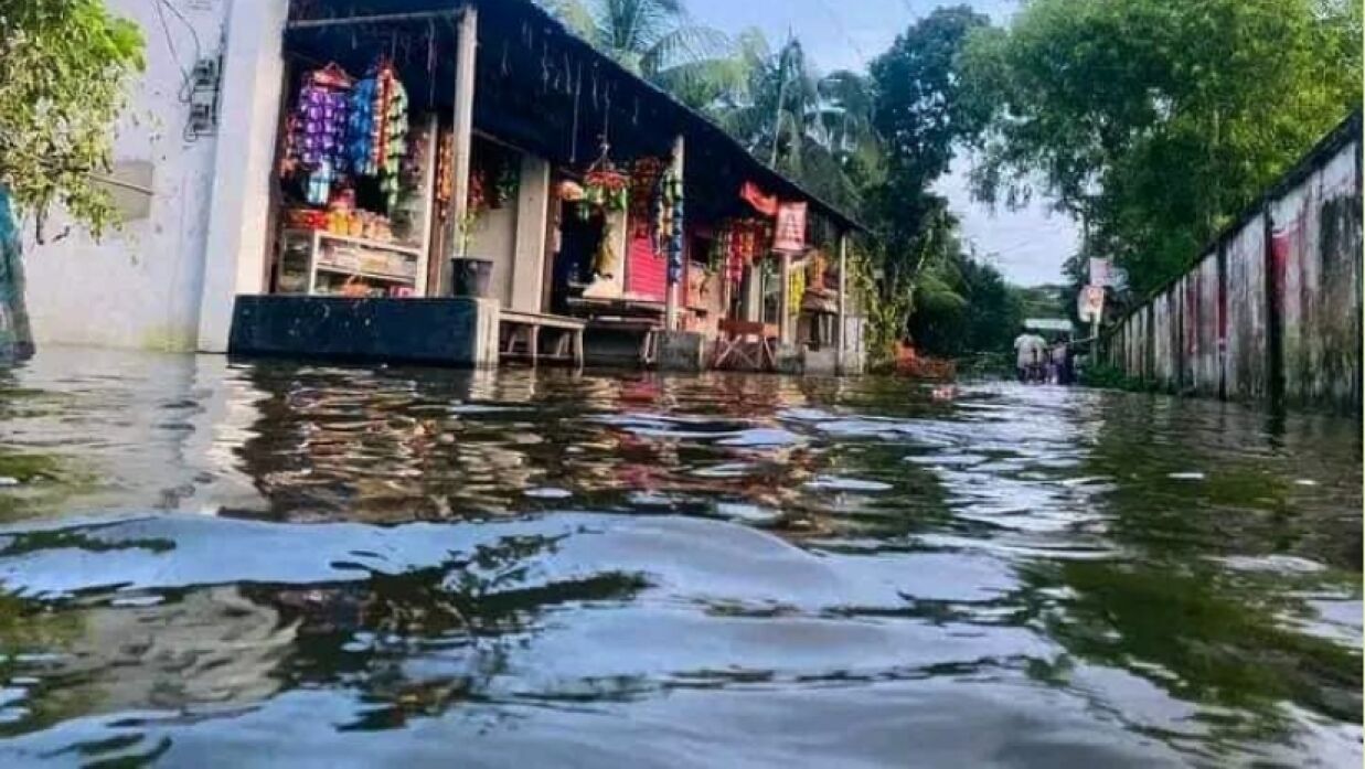 পানির নিচে তলিয়ে আছে চলাচলের সড়কও। ডুবে আছে বসত বাড়িও।