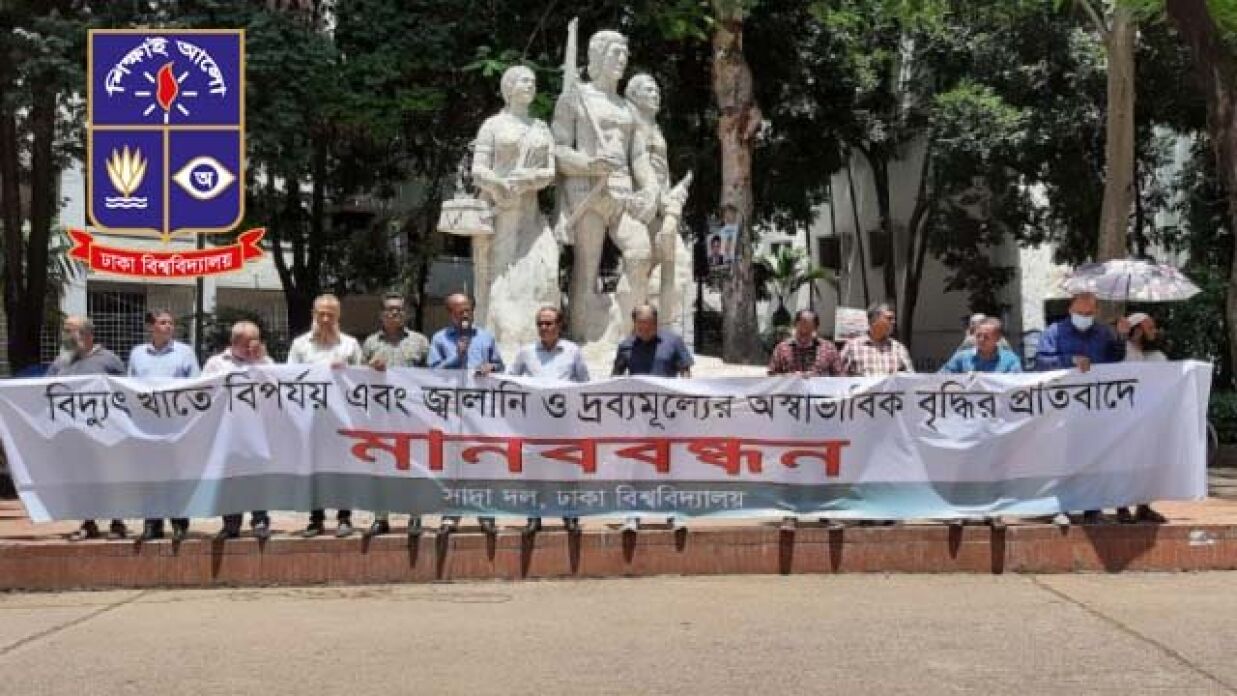 ঢাকা বিশ্ববিদ্যালয়ে বিএনপিপন্থী সাদা দলের শিক্ষকদের কর্মসূচিতে প্রভাষক পর্যায়ের কাউকে দেখা যায় না