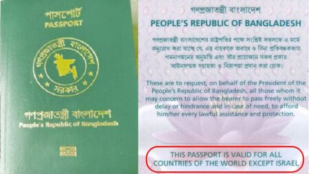 বাংলাদেশের পাসপোর্টে ‘এক্সেপ্ট ইসরায়েল’ পুনর্বহাল করার দাবি