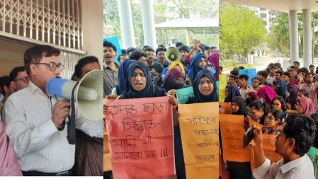 নজরুল বিশ্ববিদ্যালয়ে শিক্ষার্থীদের ত্রিমুখী আন্দোলন, পাল্টাপাল্টি কর্মসূচি 