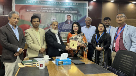 এনএসইউতে ‘বাংলাদেশ মার্কিন যুক্তরাষ্ট্রের পাল্টা শুল্ক: চ্যালেঞ্জ নাকি সুযোগ’ শীর্ষক লেকচার 